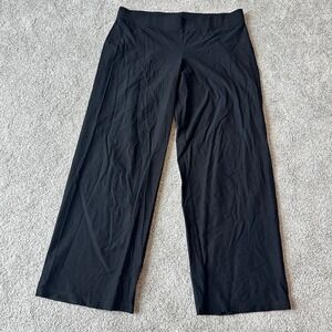 Eileen Fisher Wide Leg Pull On Pants Size XL Black Stretch Comfort Quiet Luxury